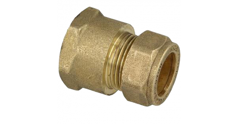 Brass compression fitting, straight/IS for pipe Ø 22 mm x 1"