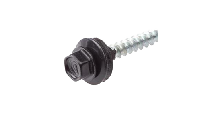 Self-drilling screw with drill tip incl. EPDM sealing ring, sw8 black 4.8x35