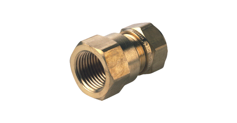 VSH brass compression fitting, straight/IS for pipe Ø 42 mm x 1 1/2 